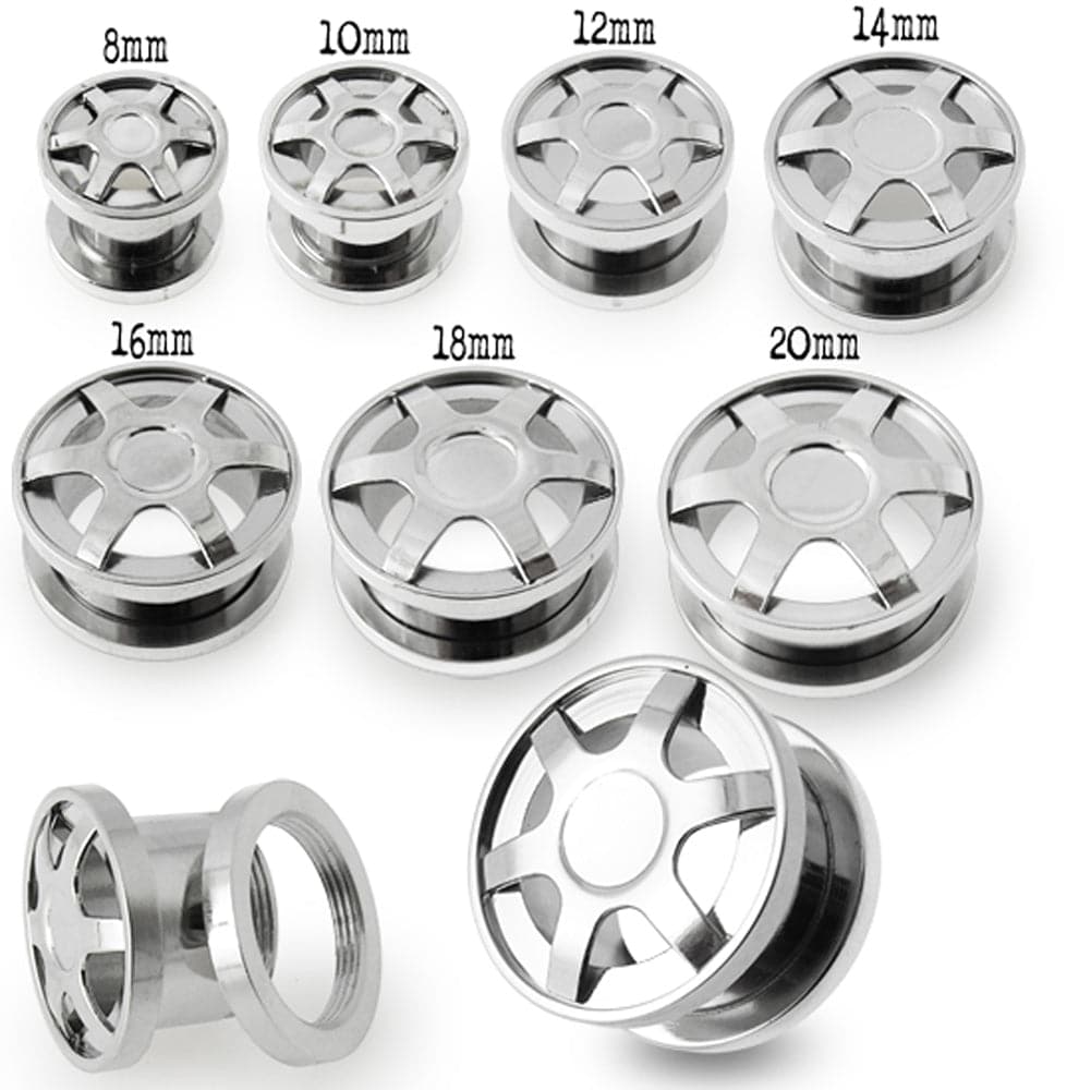 316L Surgical Steel Alloy Wheel Screw Fit Flesh Tunnel - Monster Piercing