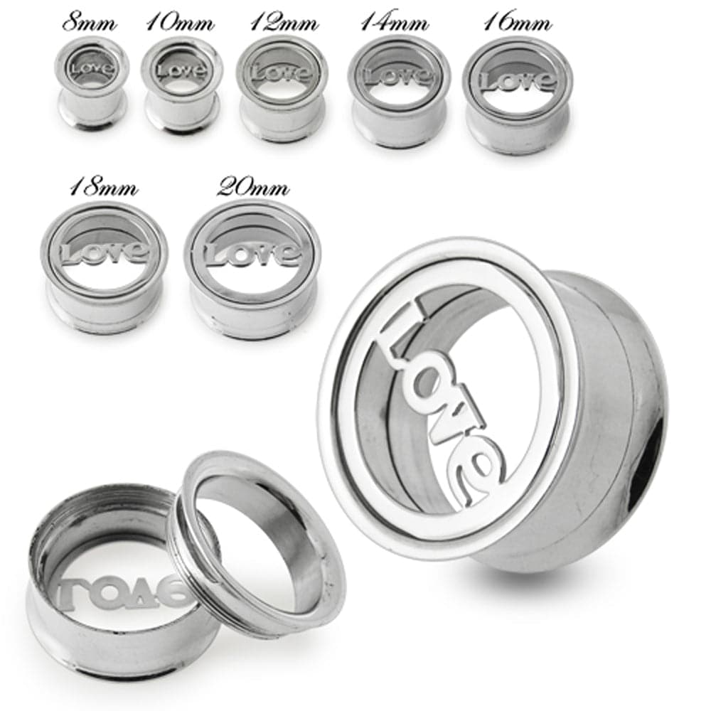 316L Surgical Steel Love Plate Top Internally Threaded Tunnel - Monster Piercing