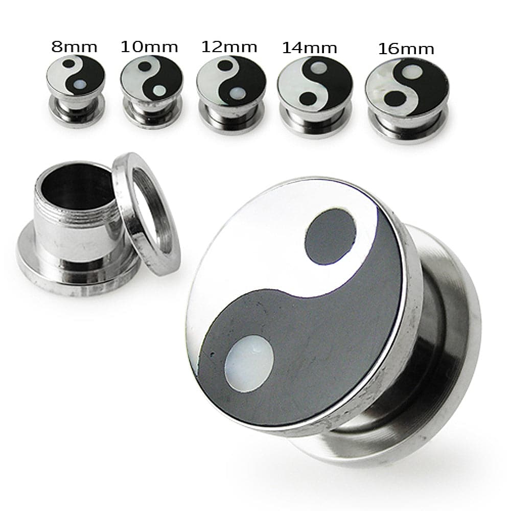 316L Surgical Steel Ying Yang Shell Flesh Tunnel - Monster Piercing