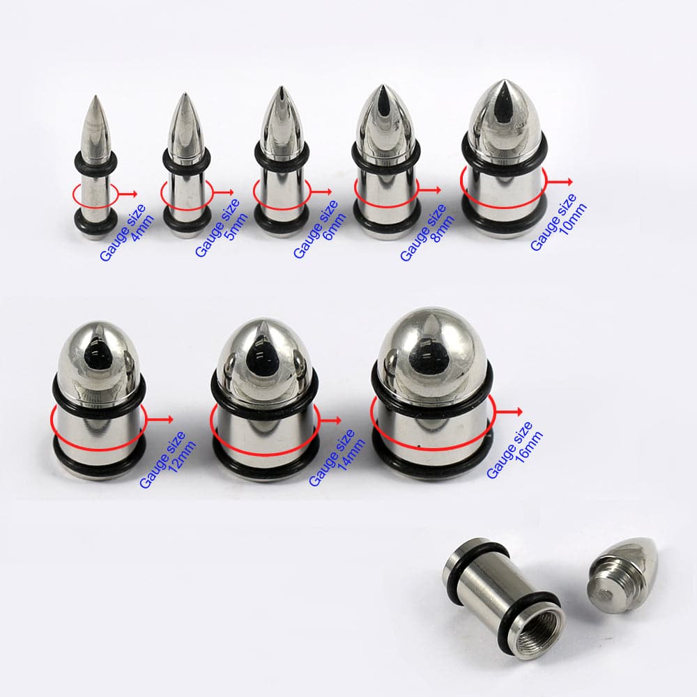 316L Surgical Steel Bullet with O-Rings Internally Threaded Tunnel - Monster Piercing