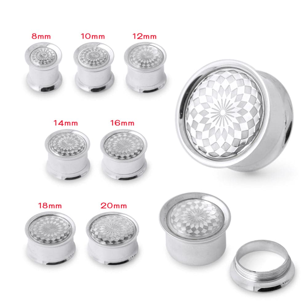 316L Surgical Steel Geometric Pattern Internally Threaded Tunnel - Monster Piercing