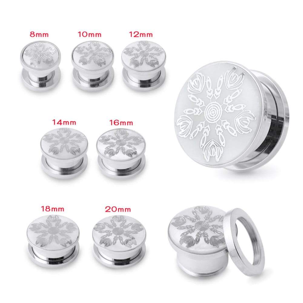 316L Synthesis Design Steel Flesh Tunnel with Flower Design - Monster Piercing
