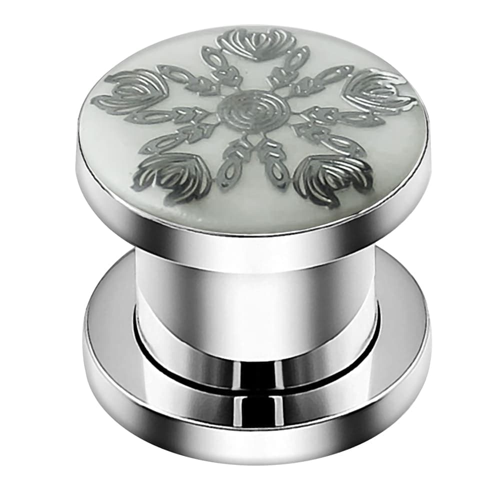 316L Synthesis Design Steel Flesh Tunnel with Flower Design - Monster Piercing