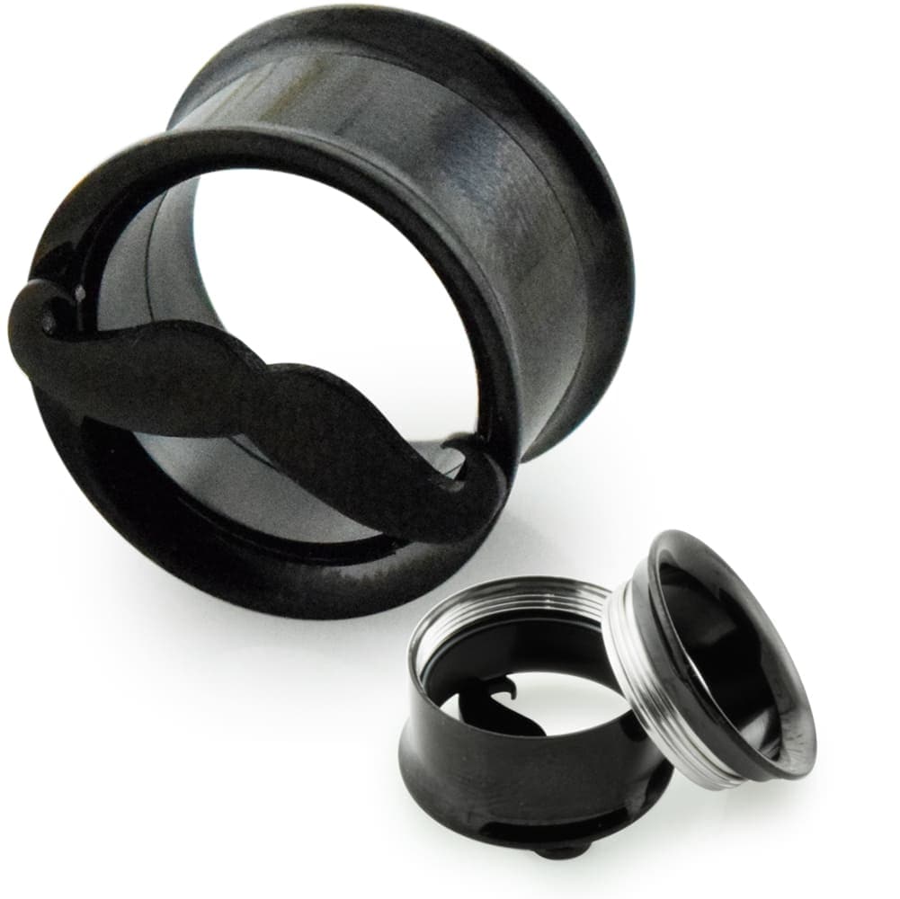316L Surgical Steel Moustache Plate Top Internally Threaded Tunnel - Monster Piercing