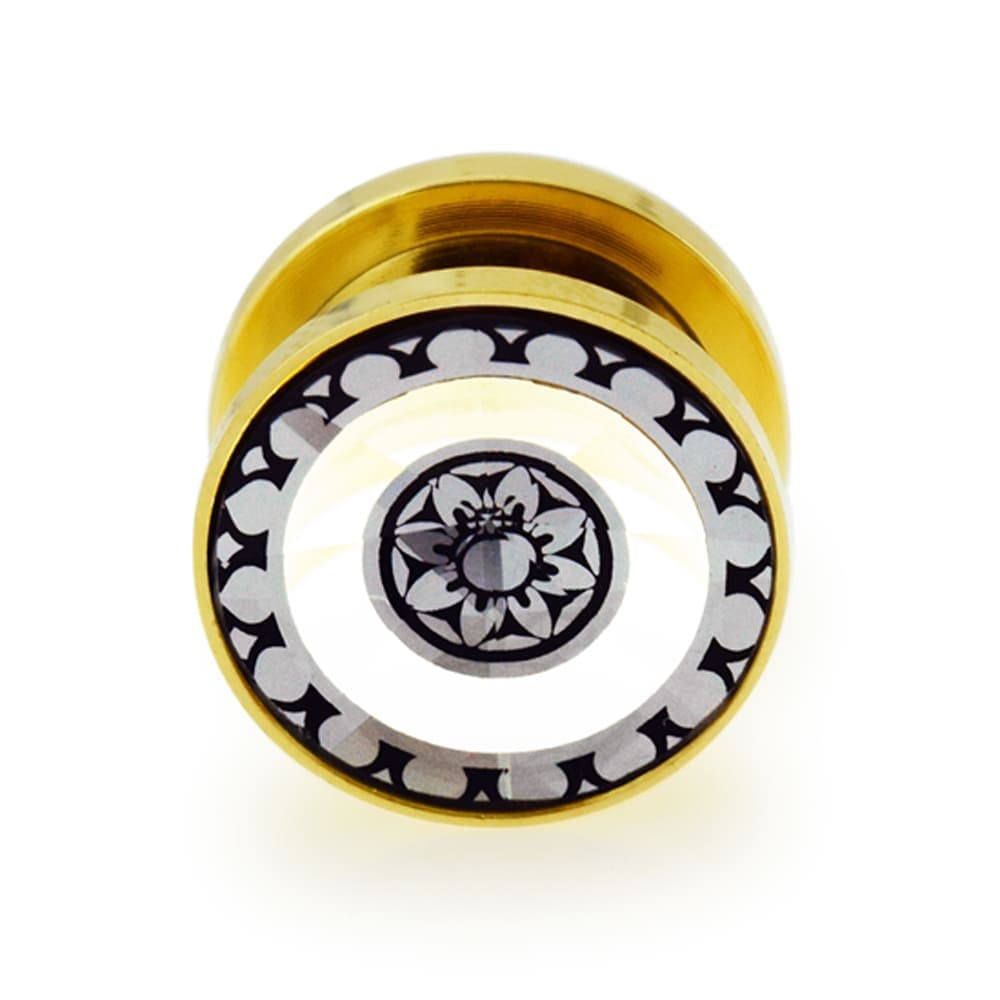 316L Surgical Steel Gold PVD Cut-Out Flower Screw Fit Flesh Tunnel - Monster Piercing