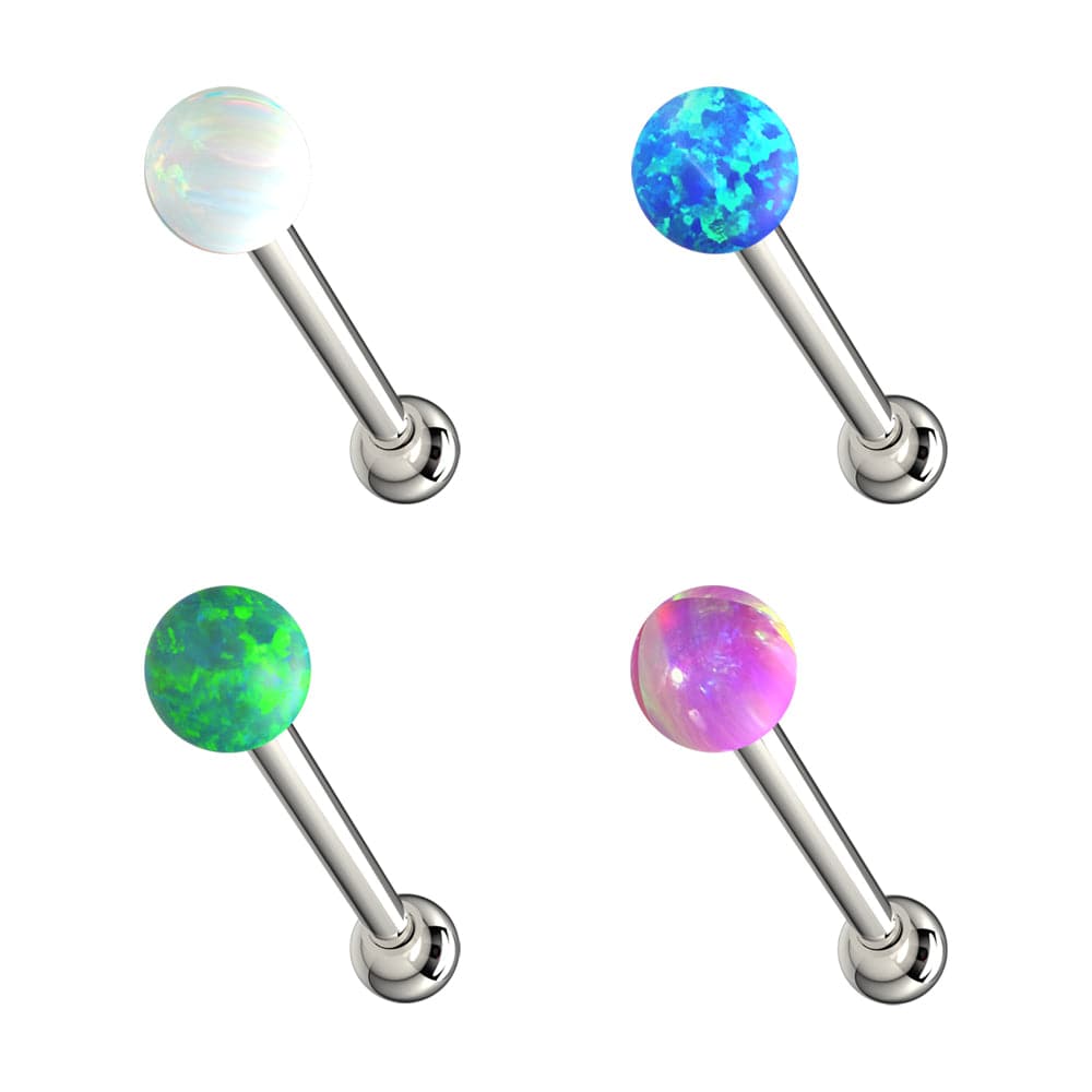 316L Surgical Steel Opal Stone Ball Cartilage Ear Stud - Monster Piercing