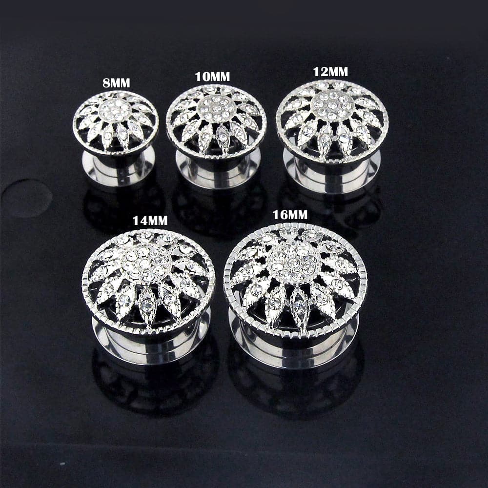 316L Surgical Steel Micro Jewelled Ear Flesh Tunnel - Monster Piercing