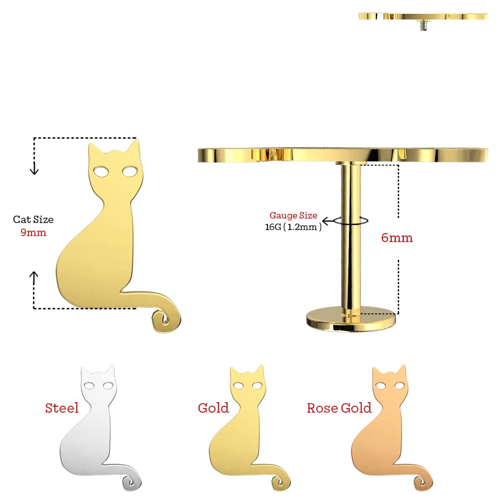 316L Surgical Steel Kitten Internally Threaded Screw Fit Flatback Stud - Monster Piercing