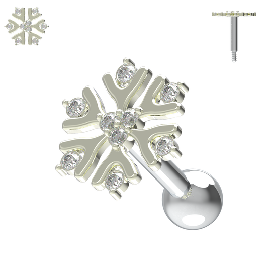 925 Sterling Silver Snowflake Cartilage Ear Stud - Monster Piercing