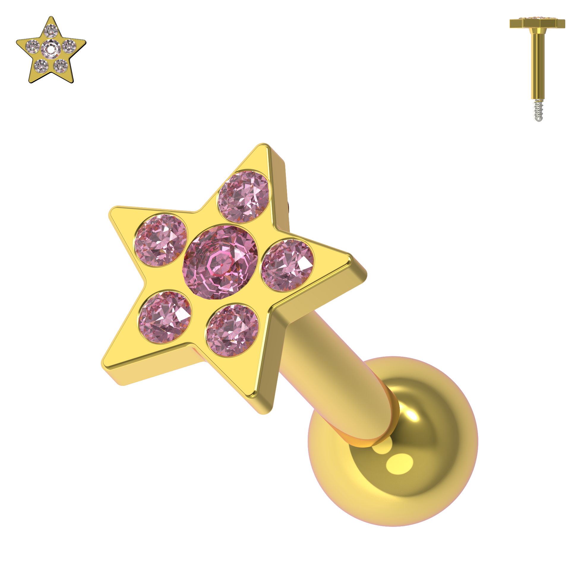 925 Sterling Silver Jewelled Flower Cartilage Helix Tragus Piercing Ear Stud - Monster Piercing