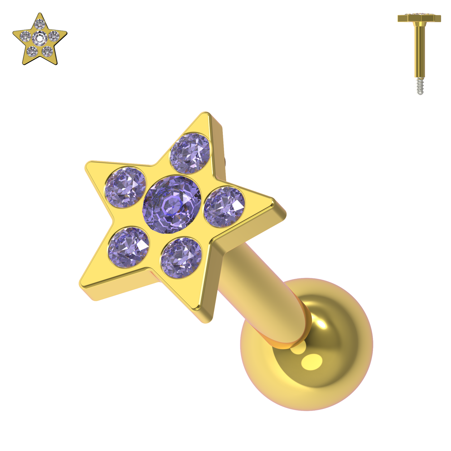 925 Sterling Silver Jewelled Flower Cartilage Helix Tragus Piercing Ear Stud - Monster Piercing