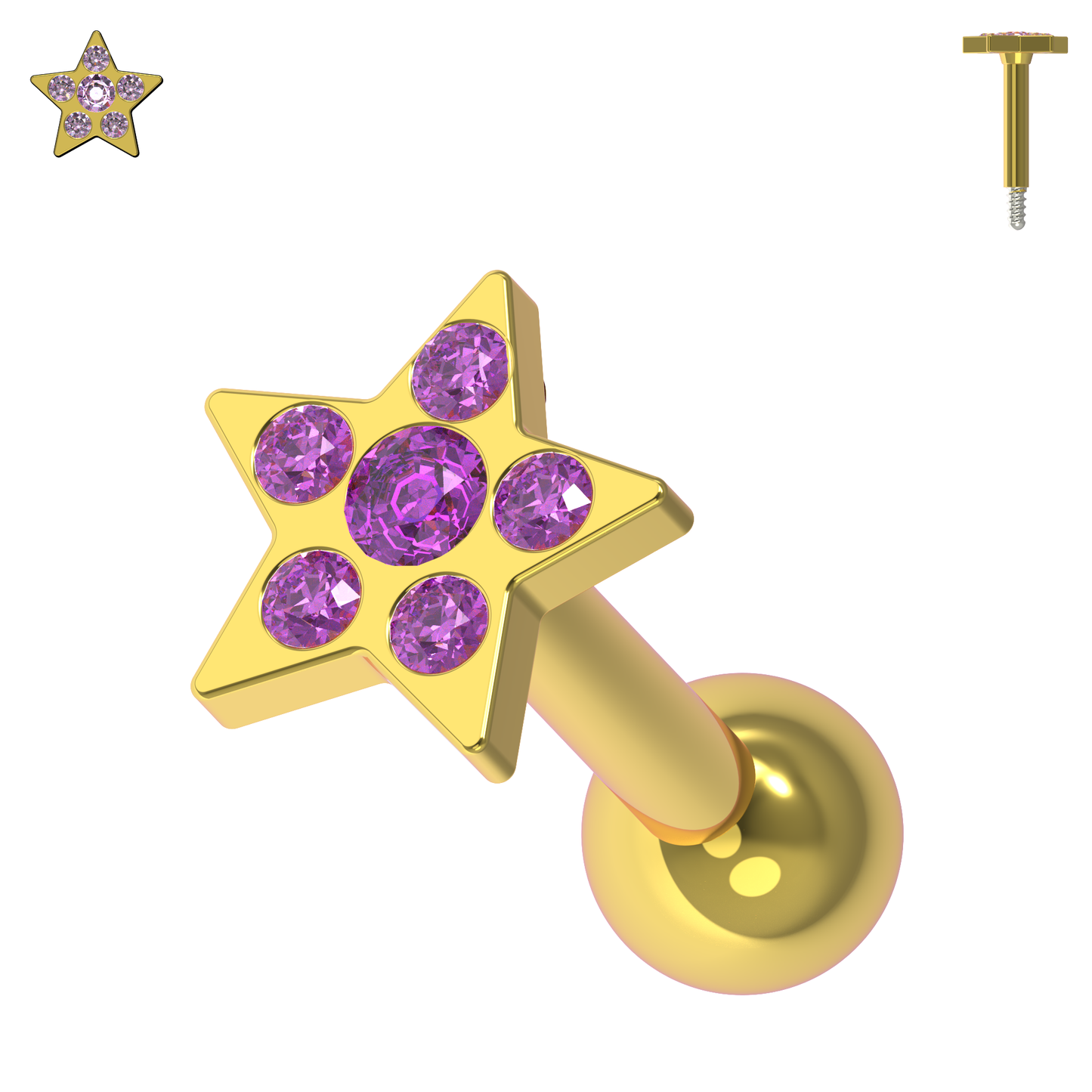 925 Sterling Silver Jewelled Flower Cartilage Helix Tragus Piercing Ear Stud - Monster Piercing