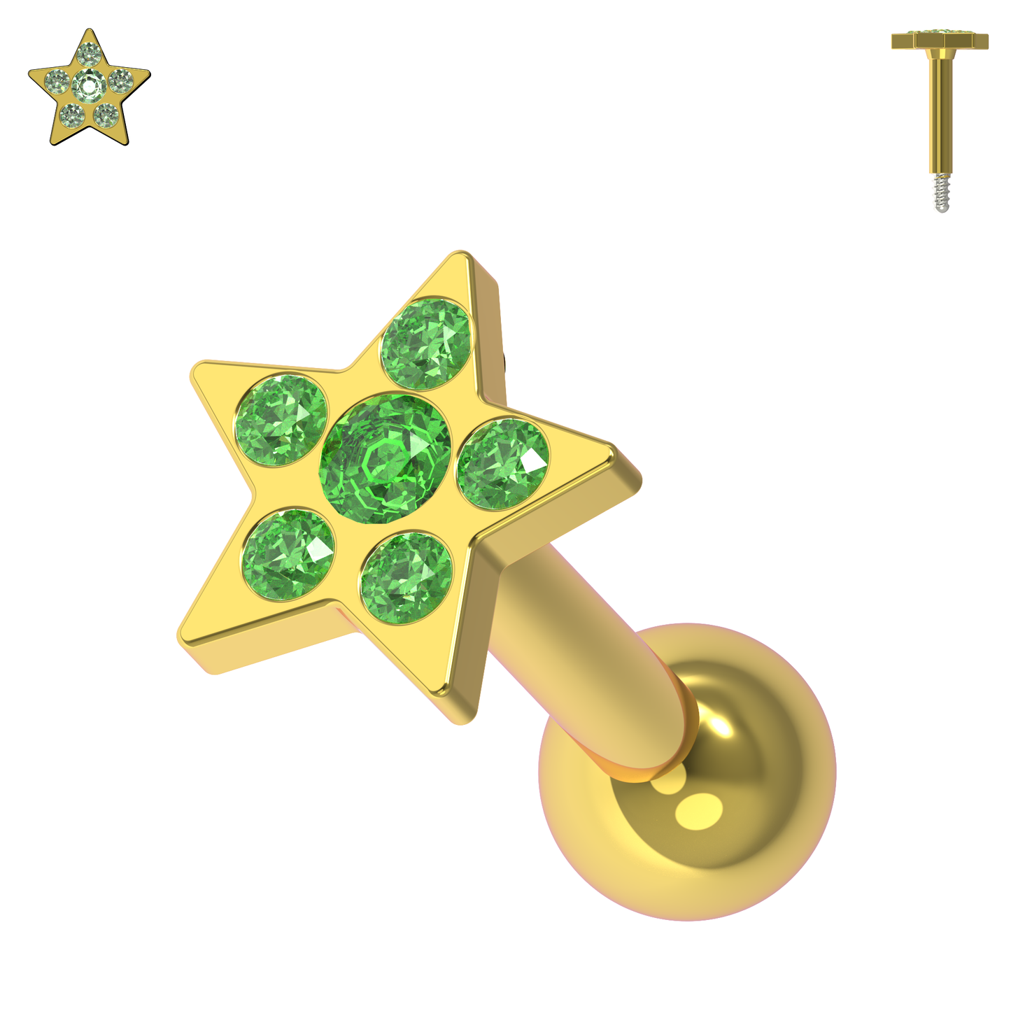 925 Sterling Silver Jewelled Flower Cartilage Helix Tragus Piercing Ear Stud - Monster Piercing