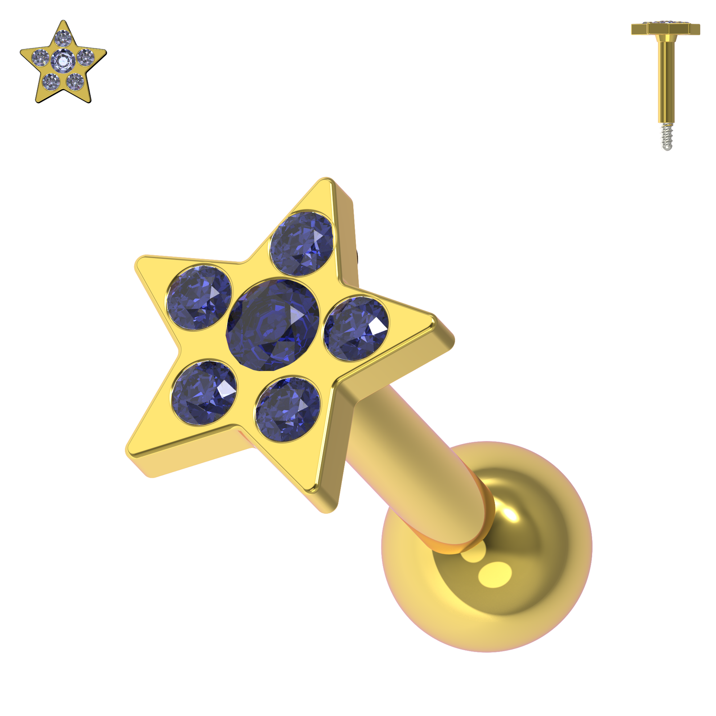 925 Sterling Silver Jewelled Flower Cartilage Helix Tragus Piercing Ear Stud - Monster Piercing