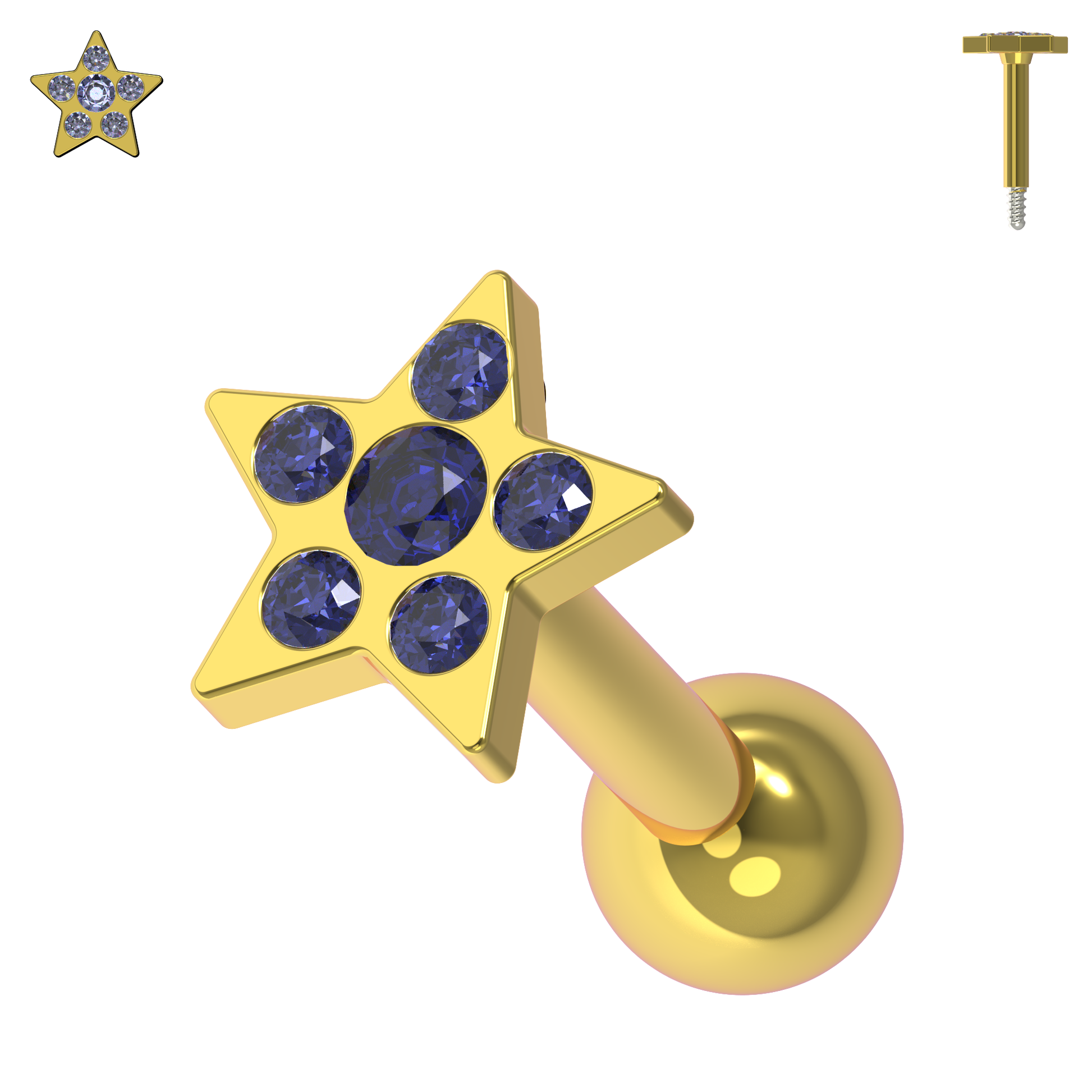 925 Sterling Silver Jewelled Flower Cartilage Helix Tragus Piercing Ear Stud - Monster Piercing