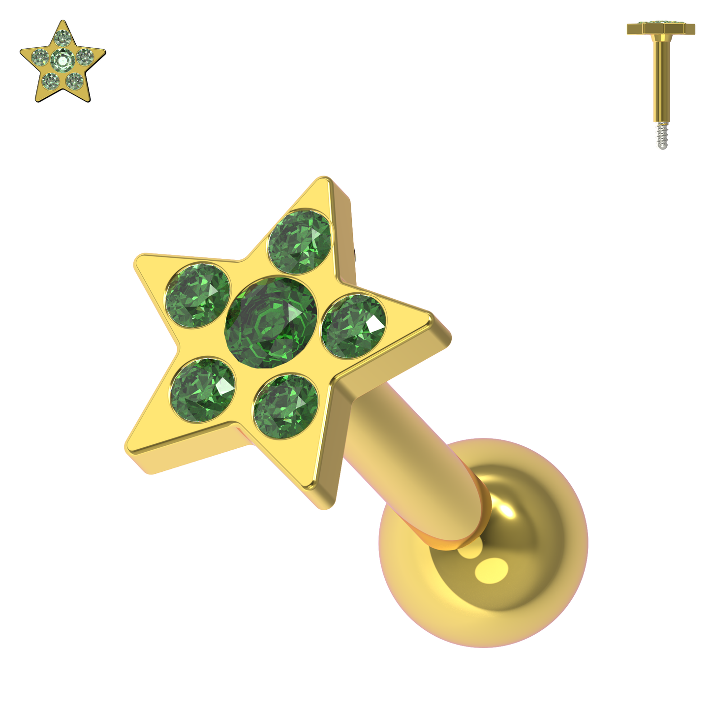 925 Sterling Silver Jewelled Flower Cartilage Helix Tragus Piercing Ear Stud - Monster Piercing