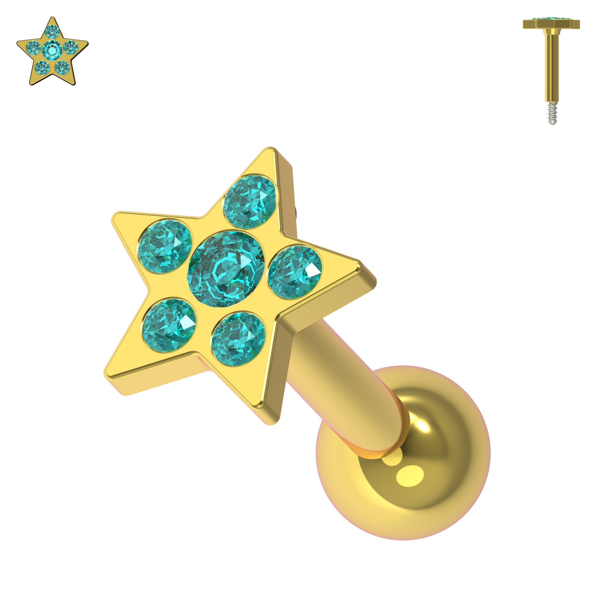 925 Sterling Silver Jewelled Flower Cartilage Helix Tragus Piercing Ear Stud - Monster Piercing