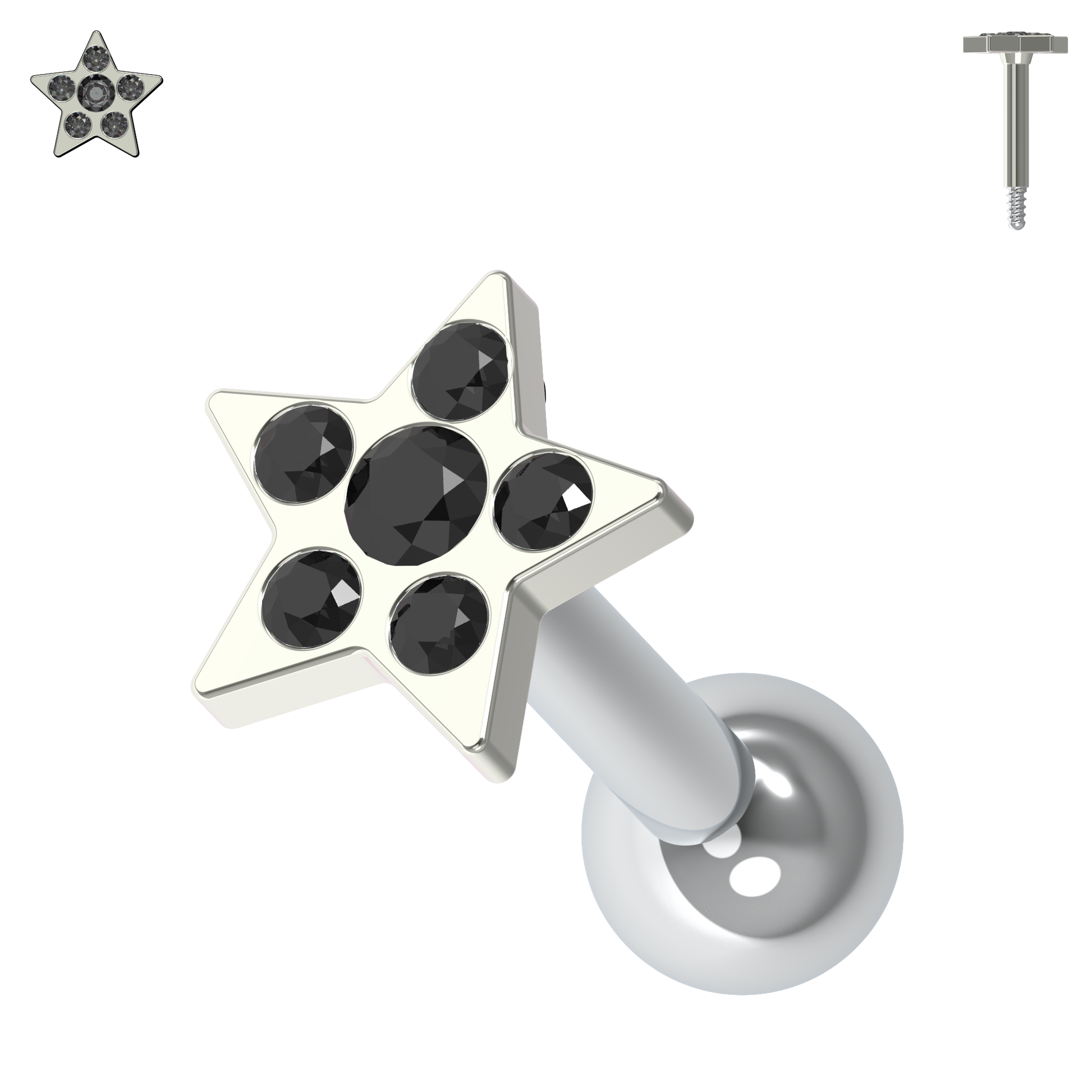 925 Sterling Silver Jewelled Flower Cartilage Helix Tragus Piercing Ear Stud - Monster Piercing