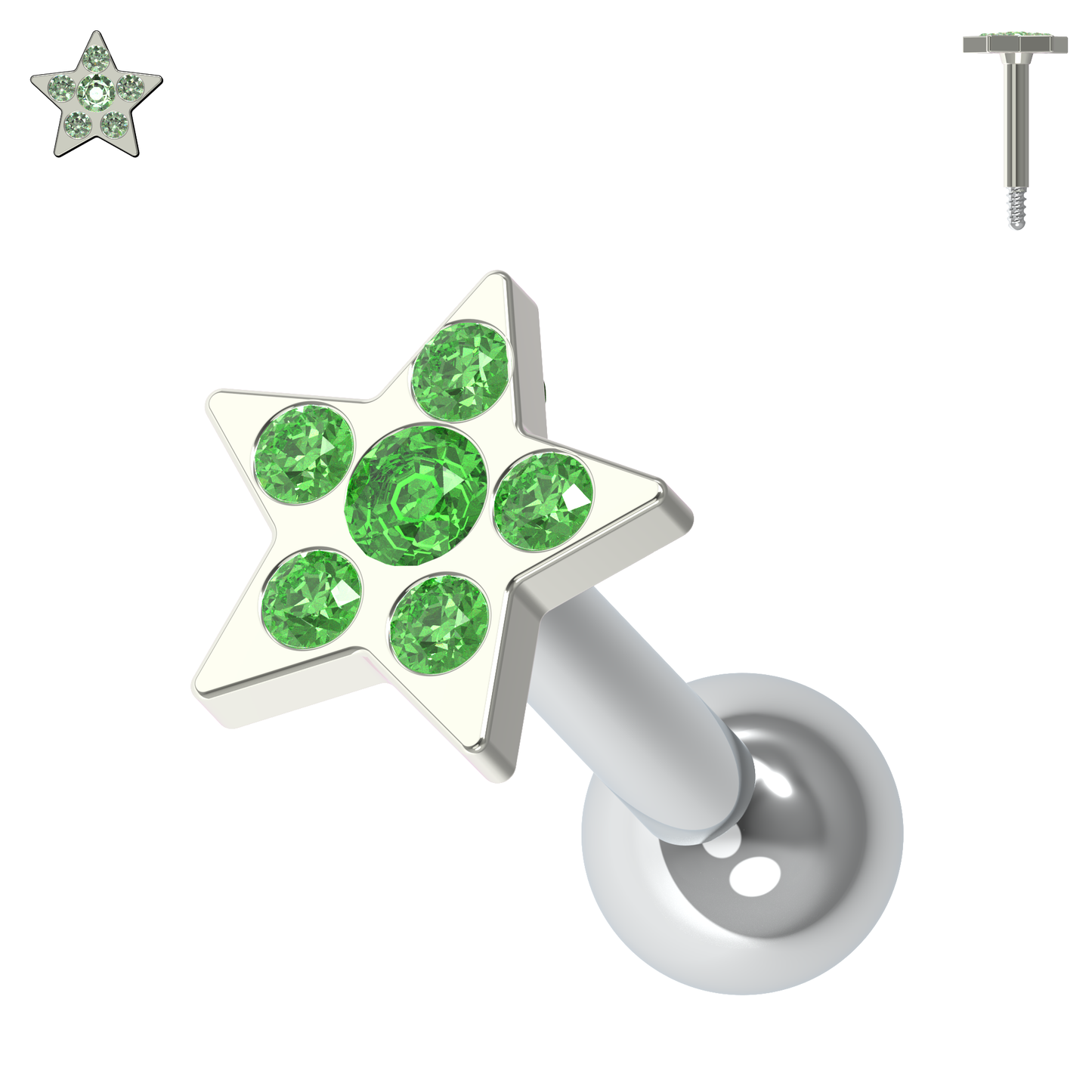 925 Sterling Silver Jewelled Flower Cartilage Helix Tragus Piercing Ear Stud - Monster Piercing