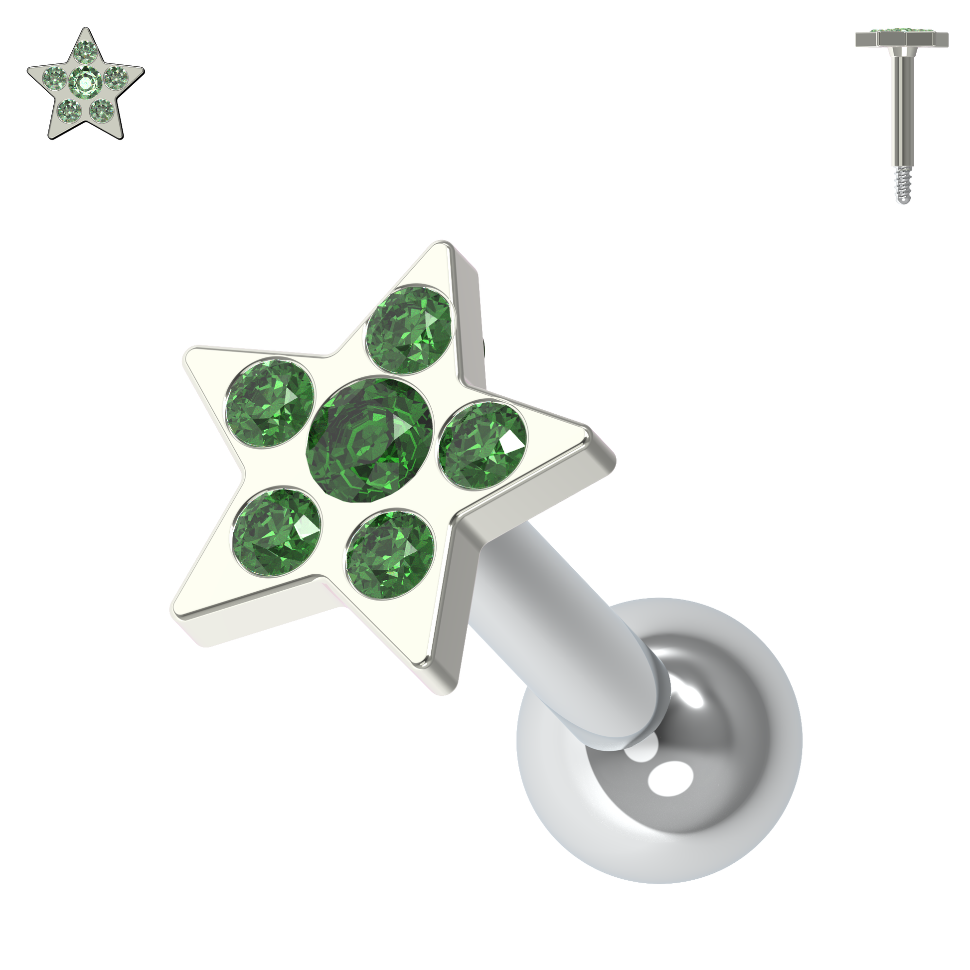 925 Sterling Silver Jewelled Flower Cartilage Helix Tragus Piercing Ear Stud - Monster Piercing