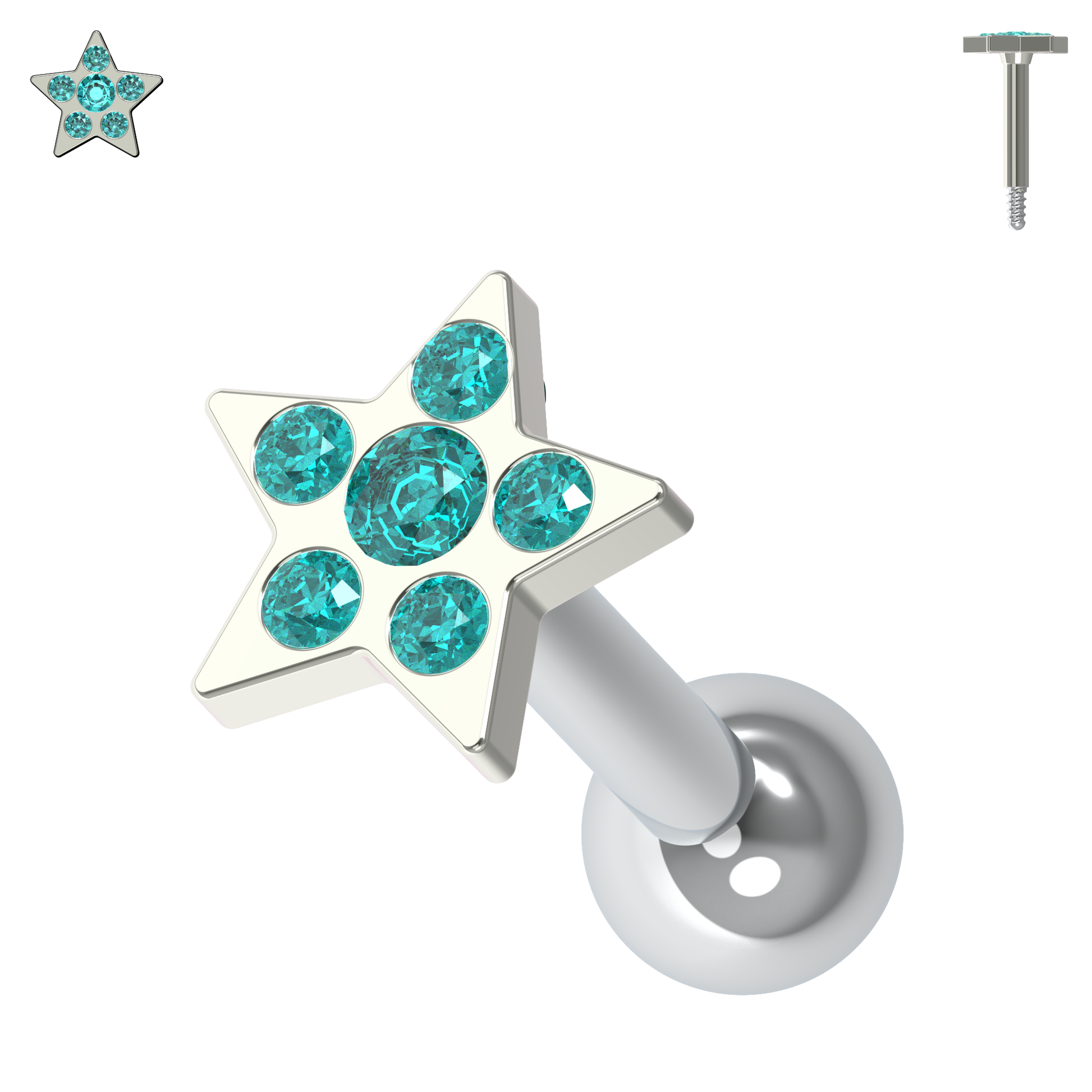 925 Sterling Silver Jewelled Flower Cartilage Helix Tragus Piercing Ear Stud - Monster Piercing