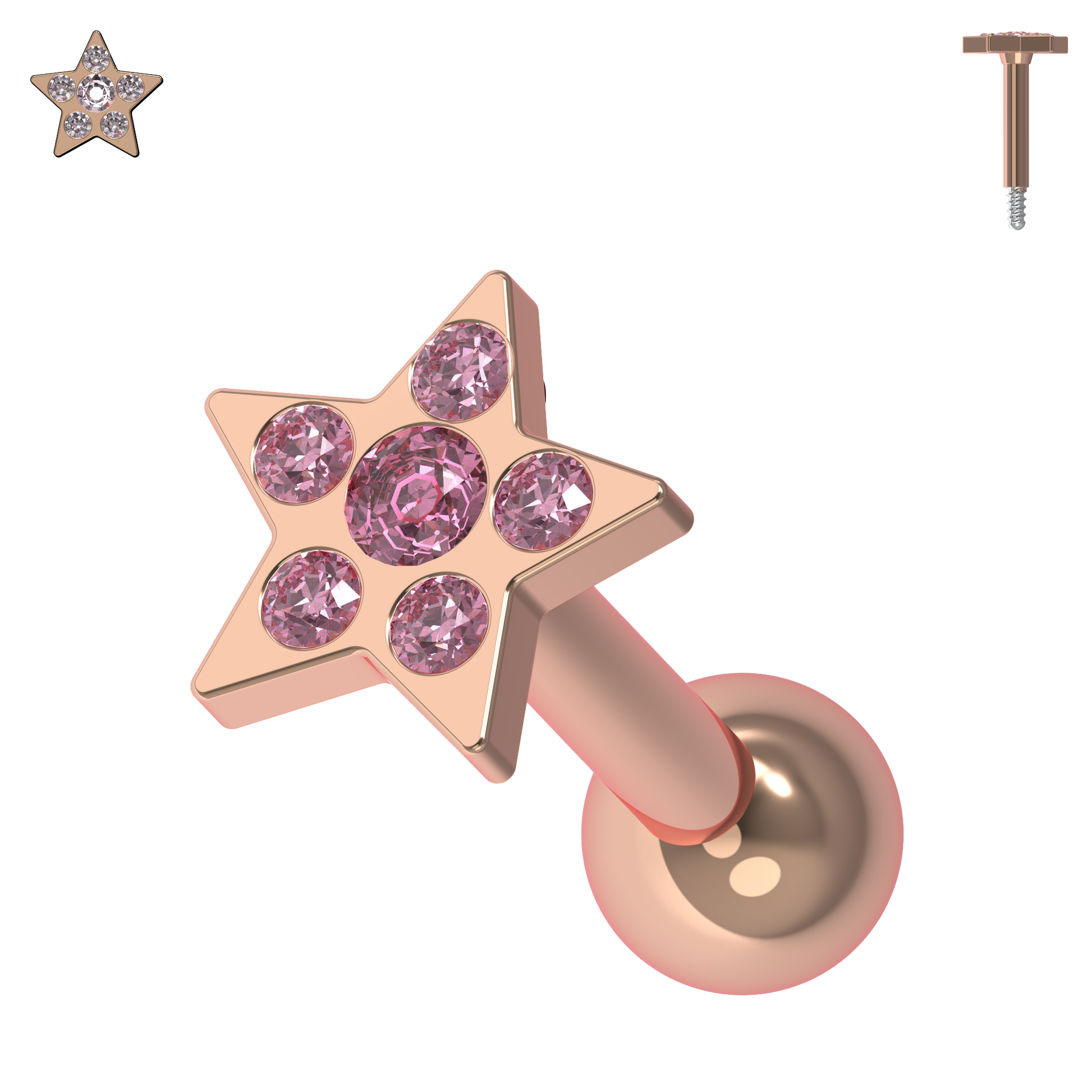 925 Sterling Silver Jewelled Flower Cartilage Helix Tragus Piercing Ear Stud - Monster Piercing