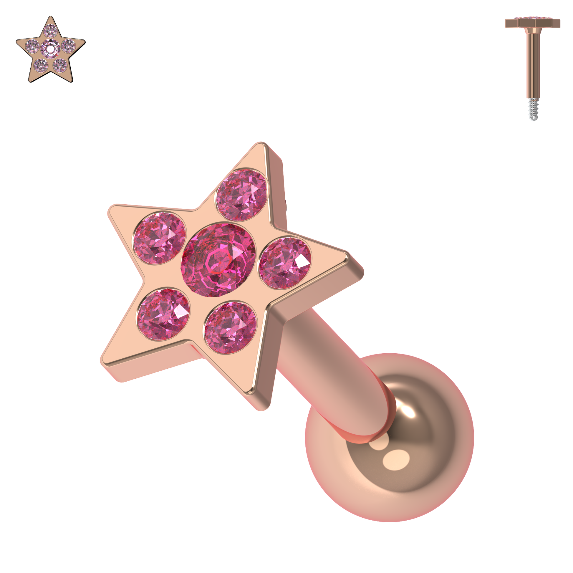 925 Sterling Silver Jewelled Flower Cartilage Helix Tragus Piercing Ear Stud - Monster Piercing