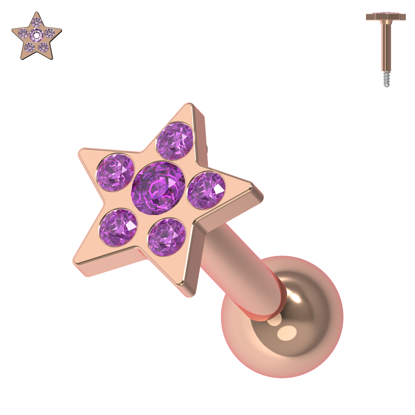 925 Sterling Silver Jewelled Flower Cartilage Helix Tragus Piercing Ear Stud - Monster Piercing