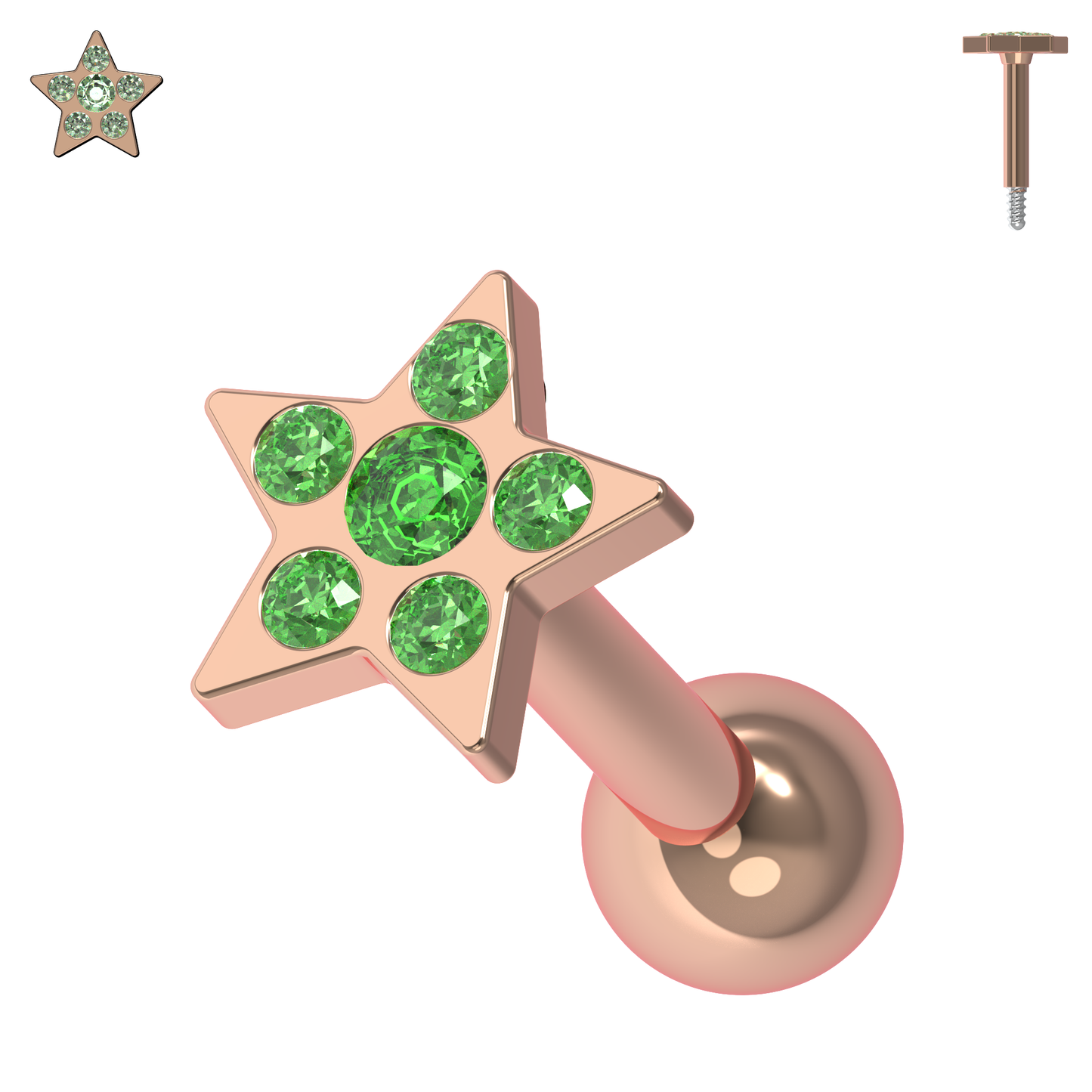 925 Sterling Silver Jewelled Flower Cartilage Helix Tragus Piercing Ear Stud - Monster Piercing