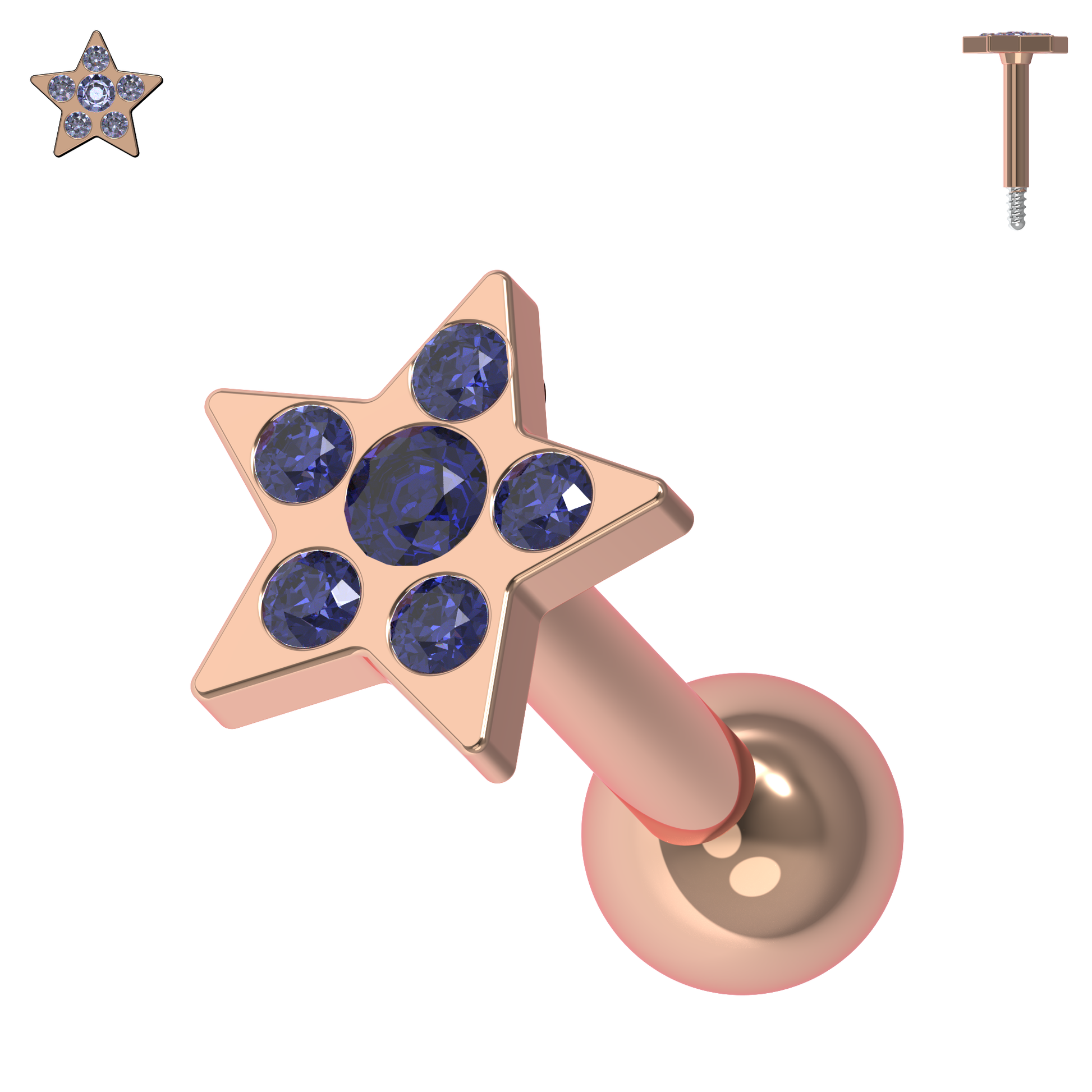 925 Sterling Silver Jewelled Flower Cartilage Helix Tragus Piercing Ear Stud - Monster Piercing