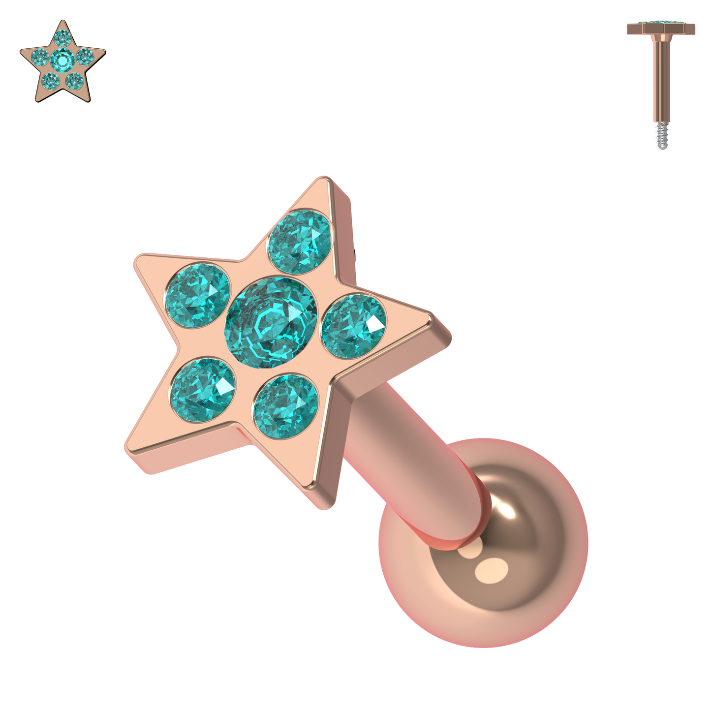 925 Sterling Silver Jewelled Flower Cartilage Helix Tragus Piercing Ear Stud - Monster Piercing