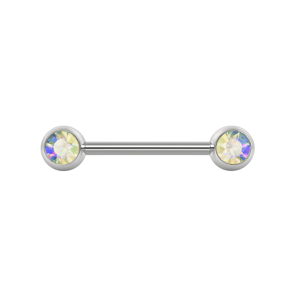 316L Surgical Steel Nipple Bar with Cubic Zirconia Jewelled Ball