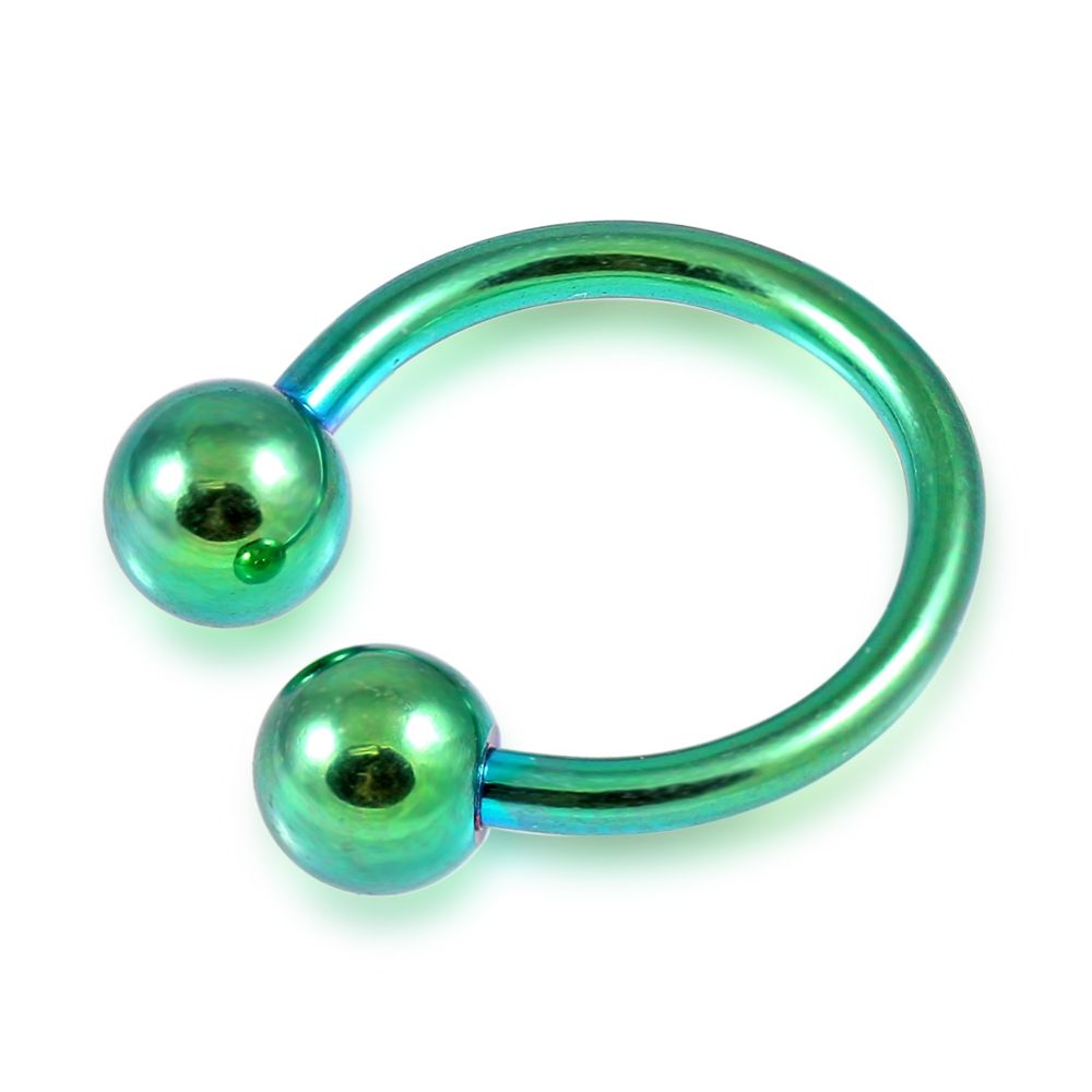 316L Surgical Steel Green Horseshoe CBB with Ball - Monster Piercing