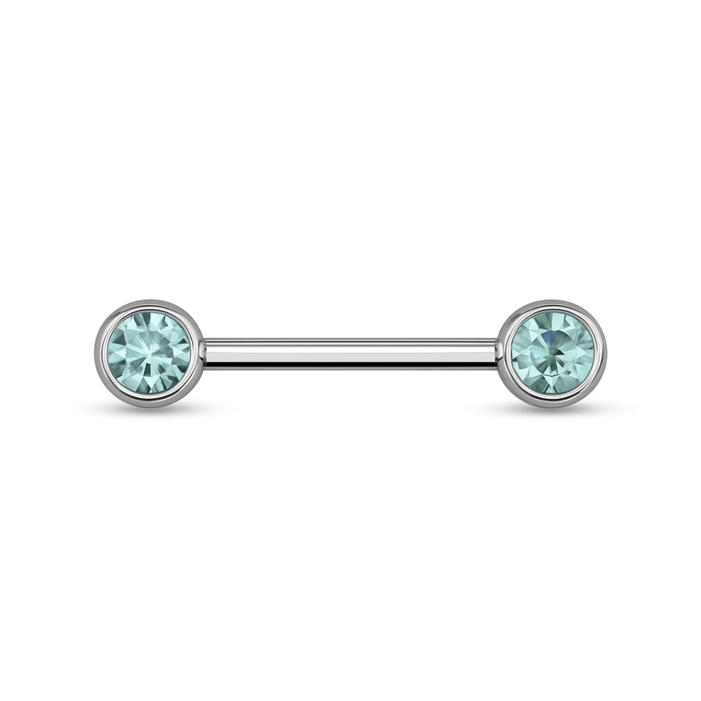 316L Surgical Steel Nipple Bar with Cubic Zirconia Jewelled Ball