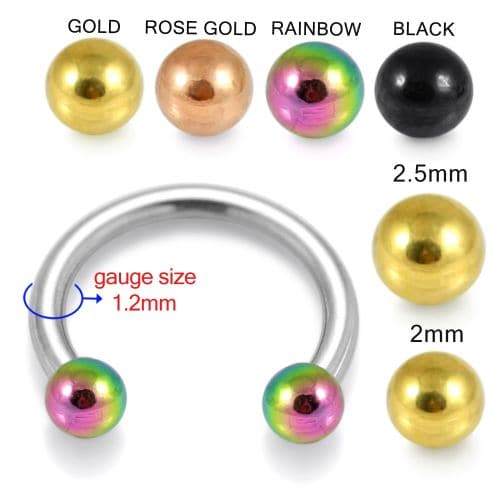 316L Surgical Steel Circular Barbell with Anodised Ball - Monster Piercing