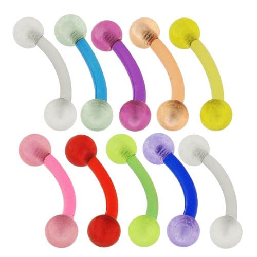 UV Curved Bar with Pastel UV Balls (Pack of 10) - Monster Piercing