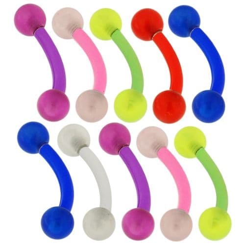 UV Curved Bar with Glossy UV Balls (Pack of 10) - Monster Piercing