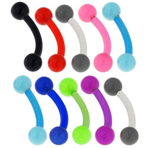 UV Curved Bar with Basic UV Balls (Pack of 10) - Monster Piercing