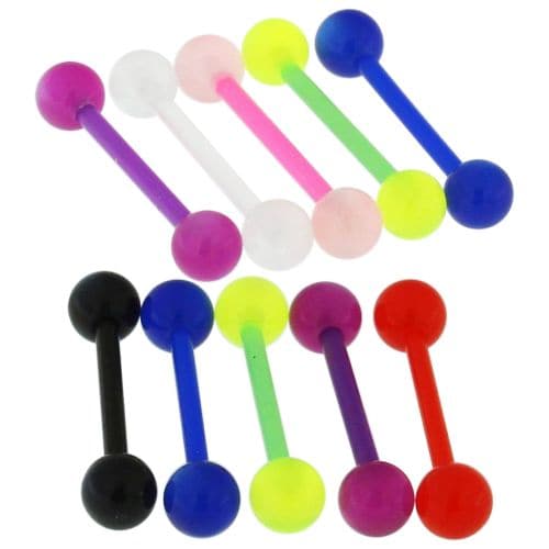 Multi-Coloured Bar with Simple UV Ball (Pack of 10) - Monster Piercing