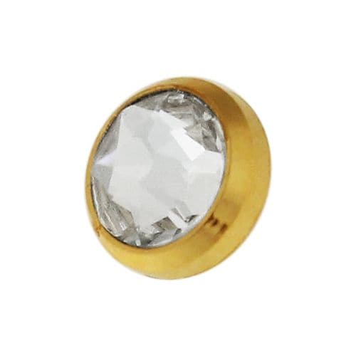 316L Surgical Steel Flat CZ Stone Gold Anodised Dermal Anchor Top - Monster Piercing