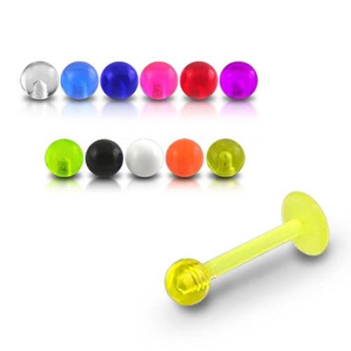 UV Yellow Labret with Basic UV Ball (Pack of 10) - Monster Piercing