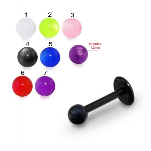 UV Black Labret with Basic UV Balls (Pack of 10) - Monster Piercing