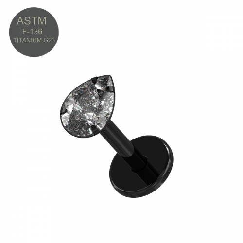 G23 Titanium Thread-less Push-Fit Labret With Tear Shape Stone - Monster Piercing