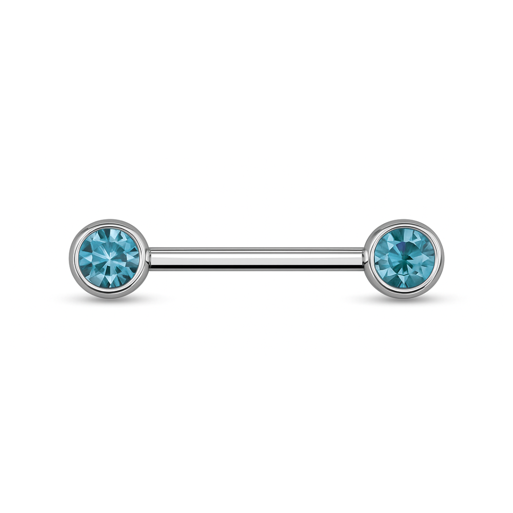 316L Surgical Steel Nipple Bar with Cubic Zirconia Jewelled Ball