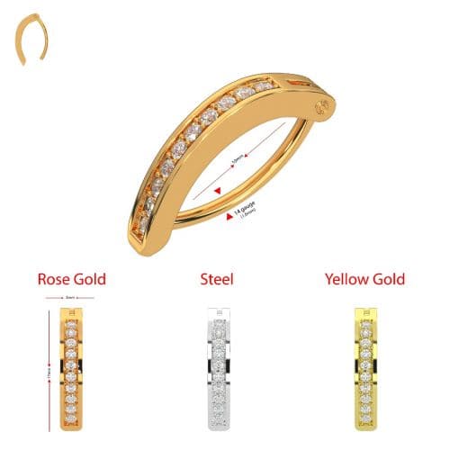 316L Surgical Steel Classic Jewelled Curved Clicker Belly Ring - Monster Piercing