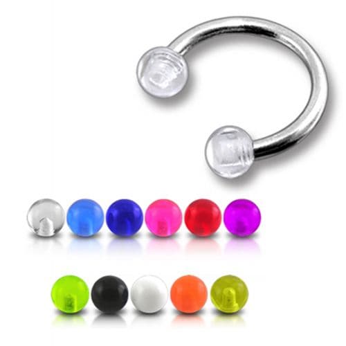 316L Surgical Steel Circular Barbell With Glossy UV Balls (Pack of 10) - Monster Piercing