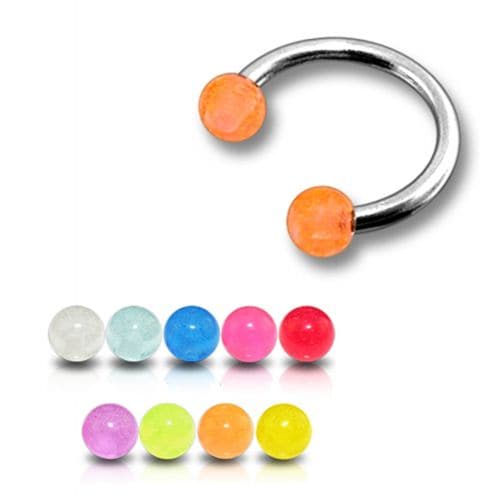 316L Surgical Steel Circular Barbell With Basic Colour UV Balls (Pack of 10) - Monster Piercing