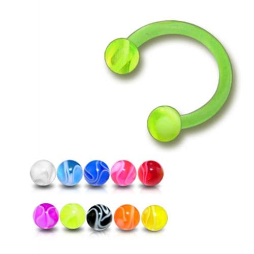 UV Circular Barbell With Marbled UV Balls (Pack of 10) - Monster Piercing
