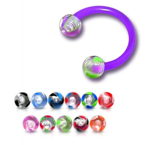 UV Circular Barbell With Marble UV Balls (Pack of 10) - Monster Piercing