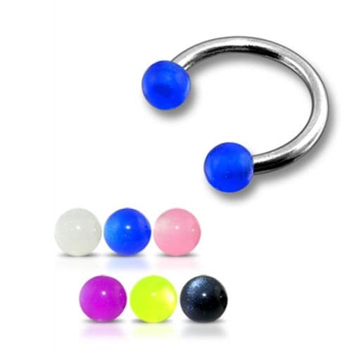 316L Surgical Steel Circular Barbell With Glossy Colour UV Balls (Pack of 10) - Monster Piercing